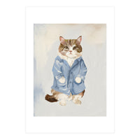 Sir James fluffy Tom cat in his blue pajamas oils (Print Only)