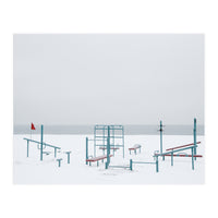 Playground in the winter snow beach (Print Only)