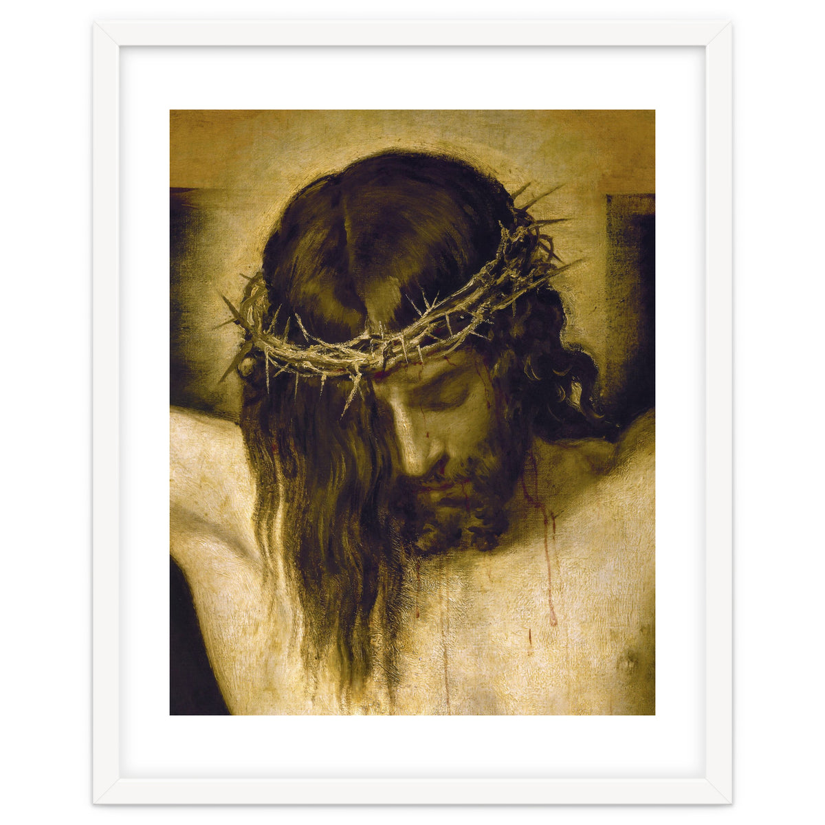 Crucified Christ (detail of the head). Cristo crucificado. Madrid, Prado museum.