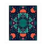 Clovers And Flowers Teal and Orange (Print Only) thumbnail