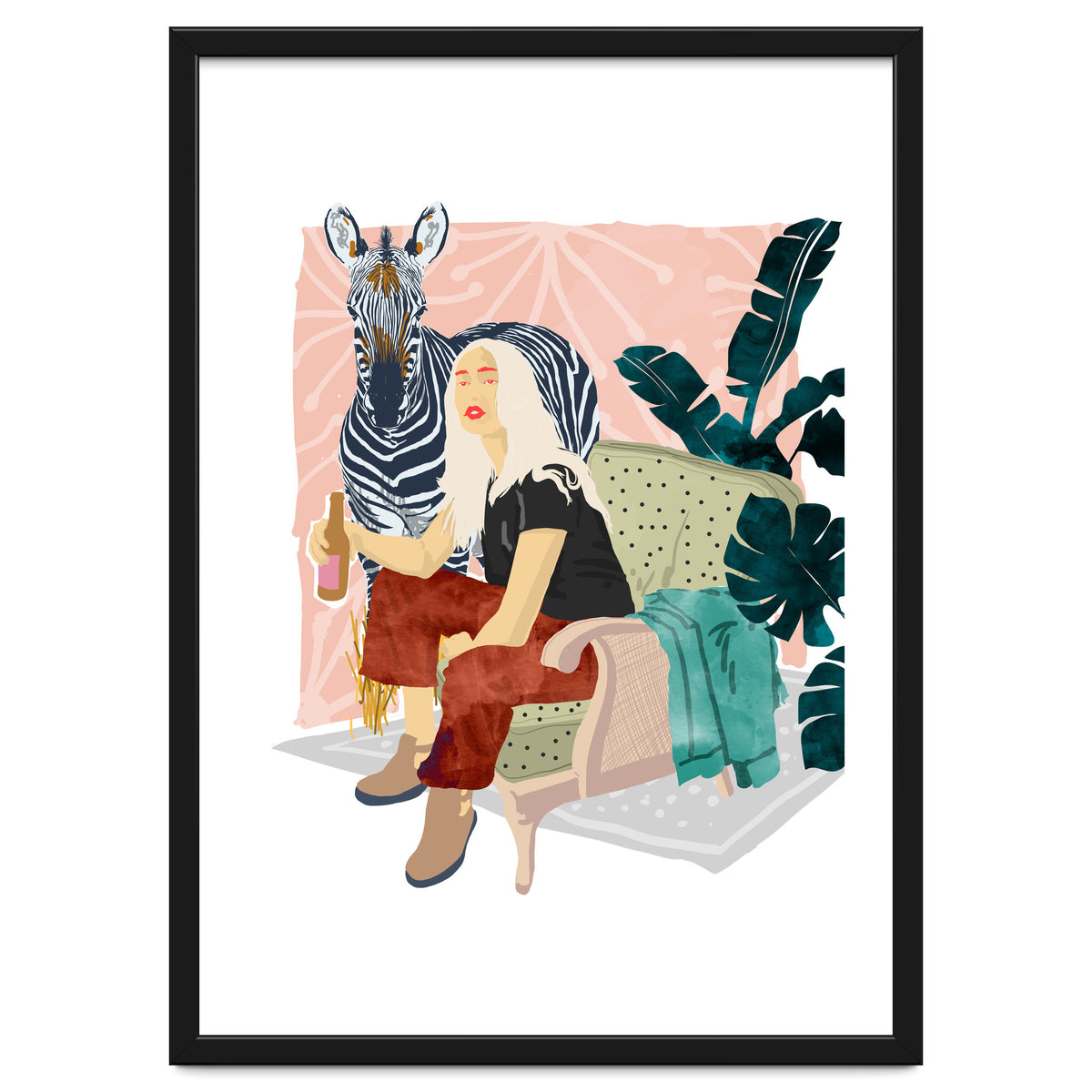 Zebra Hangout | Wildlife Urban Jungle Décor | Banana Leaves Monstera Plant Lady Fashion