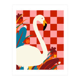 Checkers & The Great Egret, Wildlife Animals Maximalist Eclectic, Bold Heron Botanical Nature Jungle Bohemian (Print Only) thumbnail