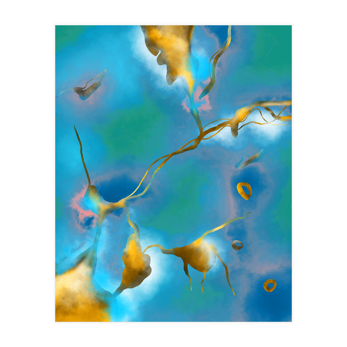 In My Veins, Abstract Marble Gold Texture, Eclectic Painting Resin Bohemian, Contemporary Luxe Chic Luxury (Print Only)