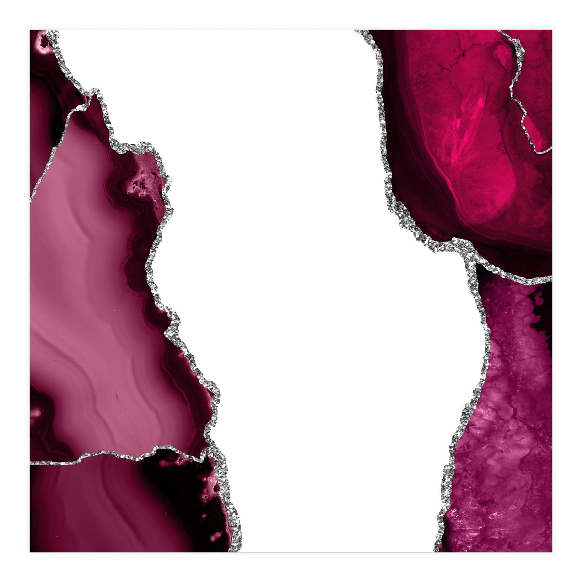 Burgundy & Silver Agate Texture 07  (Print Only)