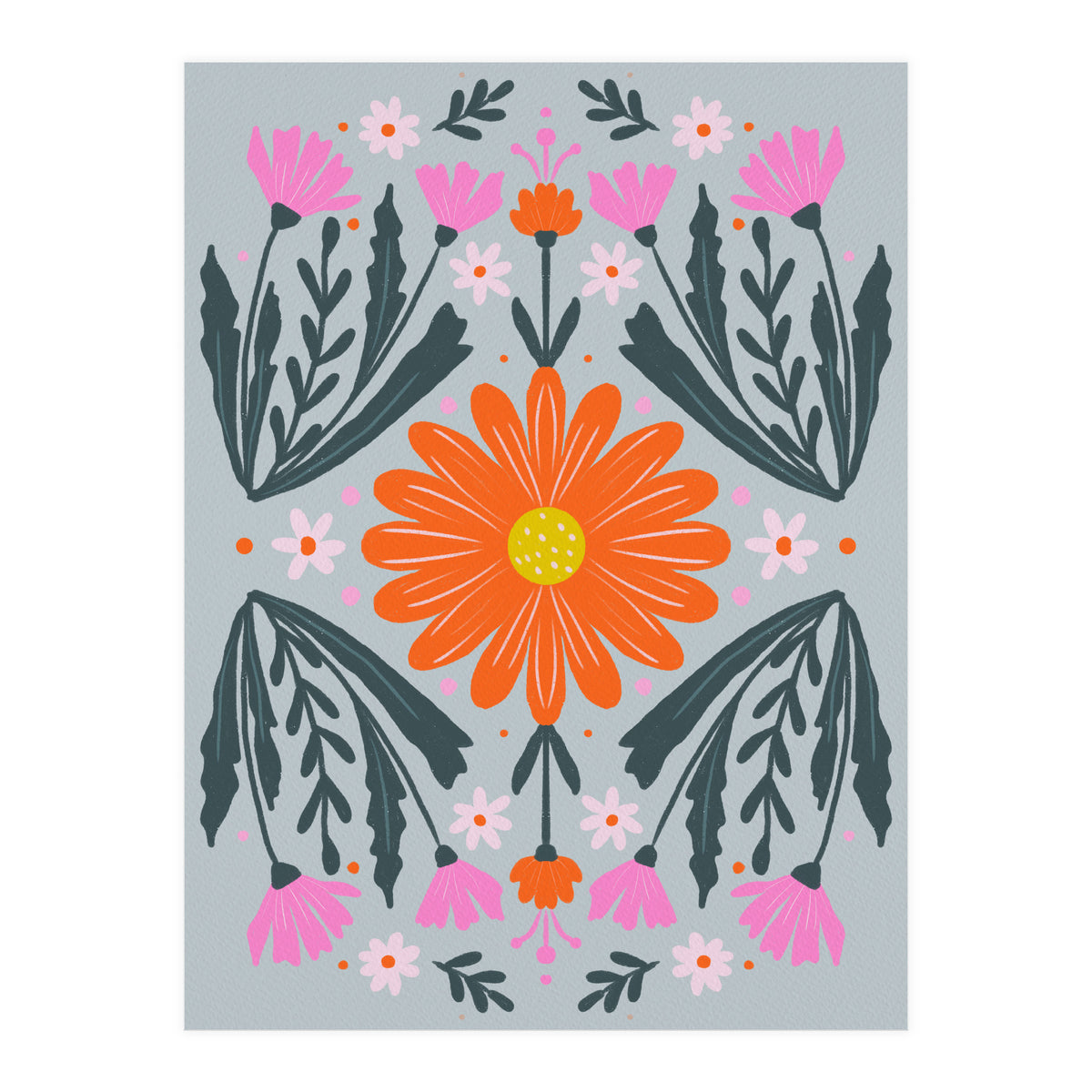 Orange Flower with pink buds (Print Only)