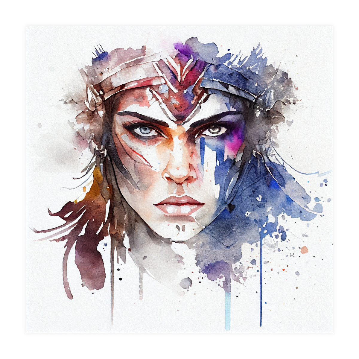 Watercolor Warrior Woman #1 (Print Only)