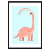 Rainbow Dinosaur Nursery Art, Cute diplodocus Watercolor, Pink Dino Illustration thumbnail