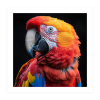 Scarlet Macaw Parrot Close Up Portrait Vivid Colors (Print Only)