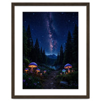 Enchanted Midnight Forest: Glowing Mushrooms and Milky Way