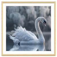 Majestic White Swan Gracefully Floating On Water