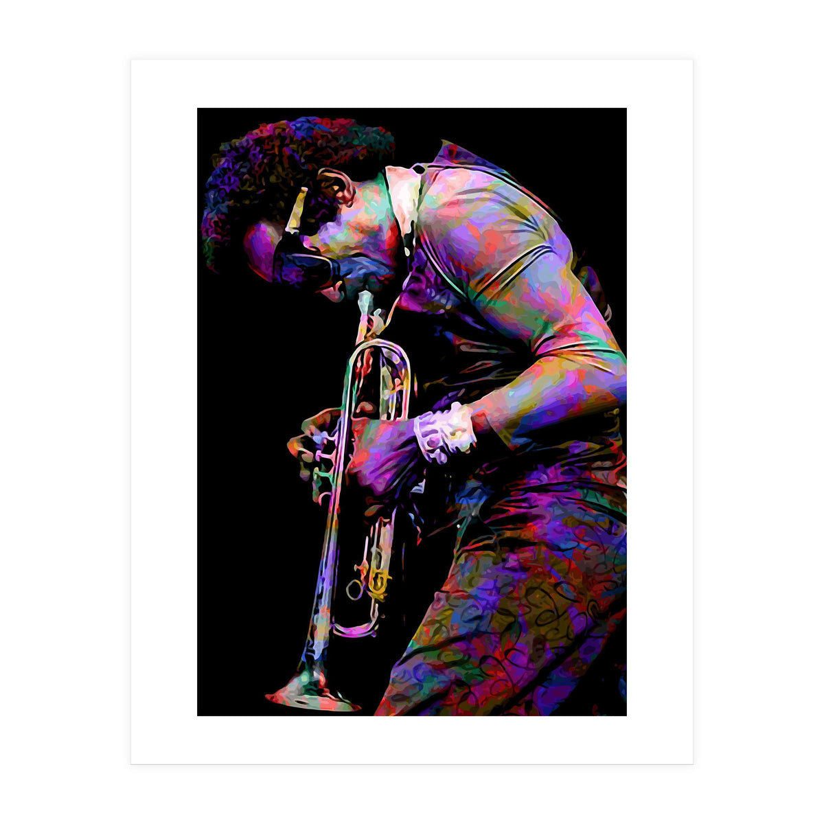 Miles Davis American Jazz Trumpeter Legend Colorful Art (Print Only)