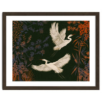 White Herons Flying Asian Art