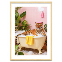 Leopard in Bathtub, Surreal Bathroom Scene