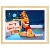 Pinup Girl In Santa Costume With Marry Christmas Sign thumbnail