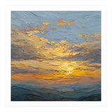 Atmospheric Golden Sunset Impasto Oil Painting Featuring Textured Clouds (Print Only) thumbnail