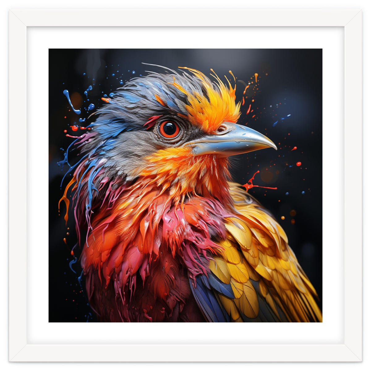Vibrant Bird With Colorful Splatter Paint