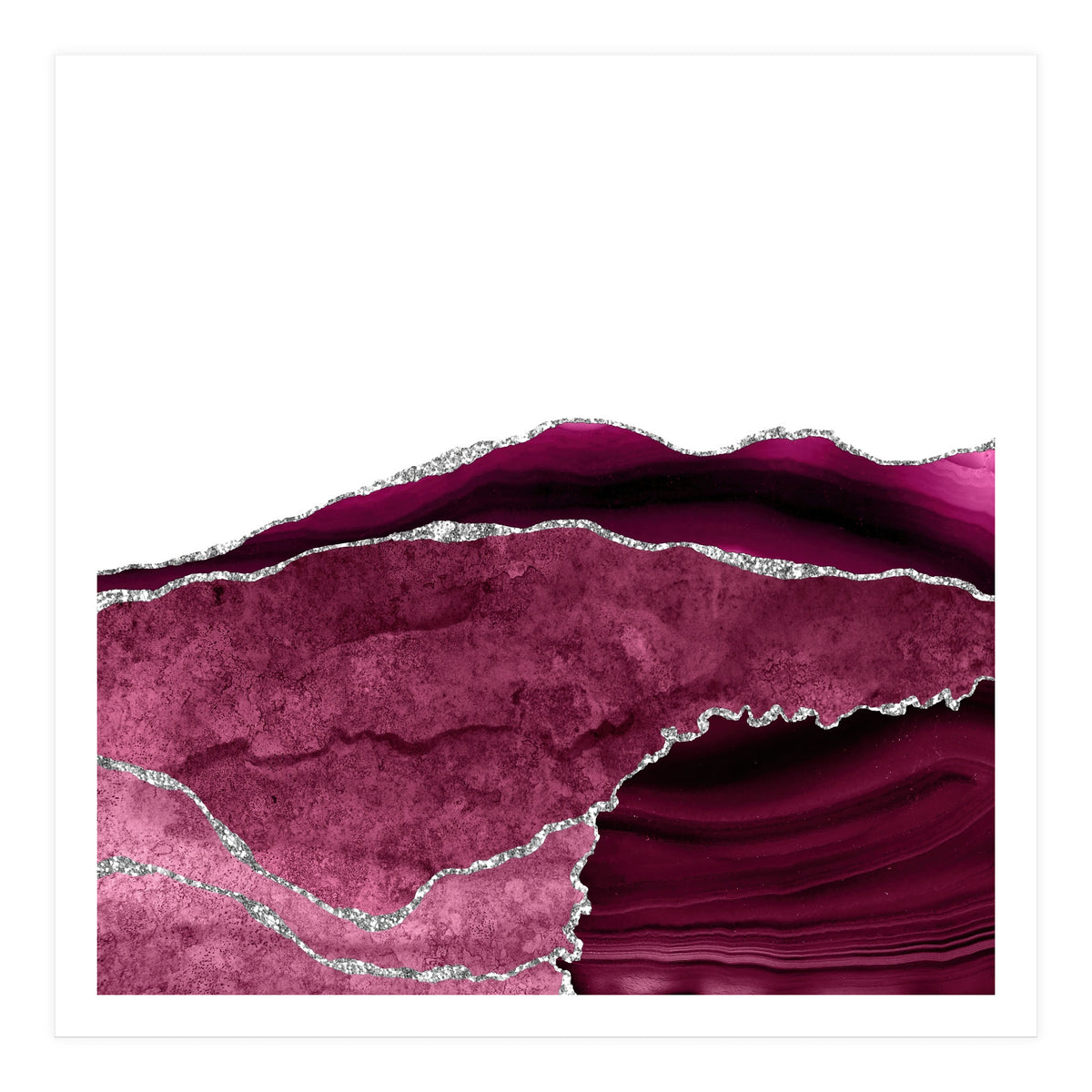 Burgundy & Silver Agate Texture 14  (Print Only)