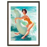 Happy Pinup Girl On The Beach Hugging Her Rubber Toy thumbnail