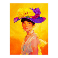 Audrey Hepburn Pop Art, Vibrant Floral Hat Portrait, Iconic Movie Star Illustration (Print Only)