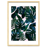 Tropical Nature Monstera Watercolor Painting, Botanical Jungle Dark Palm Illustration thumbnail