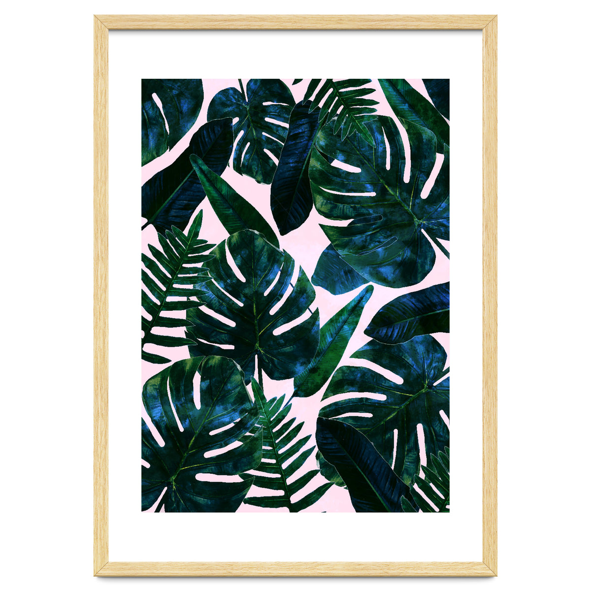 Tropical Nature Monstera Watercolor Painting, Botanical Jungle Dark Palm Illustration