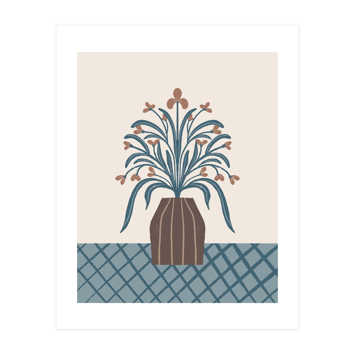 Earthy Modern Vase with Florals (Print Only)