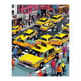 New York Minute, Yellow Taxi Cab Manhattan Downtown Busy Street, Traffic People Buildings Times Square Eclectic Road Architecture (Print Only) thumbnail