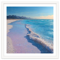 Sparkling Pastel Shoreline with Glittering Turquoise Waves