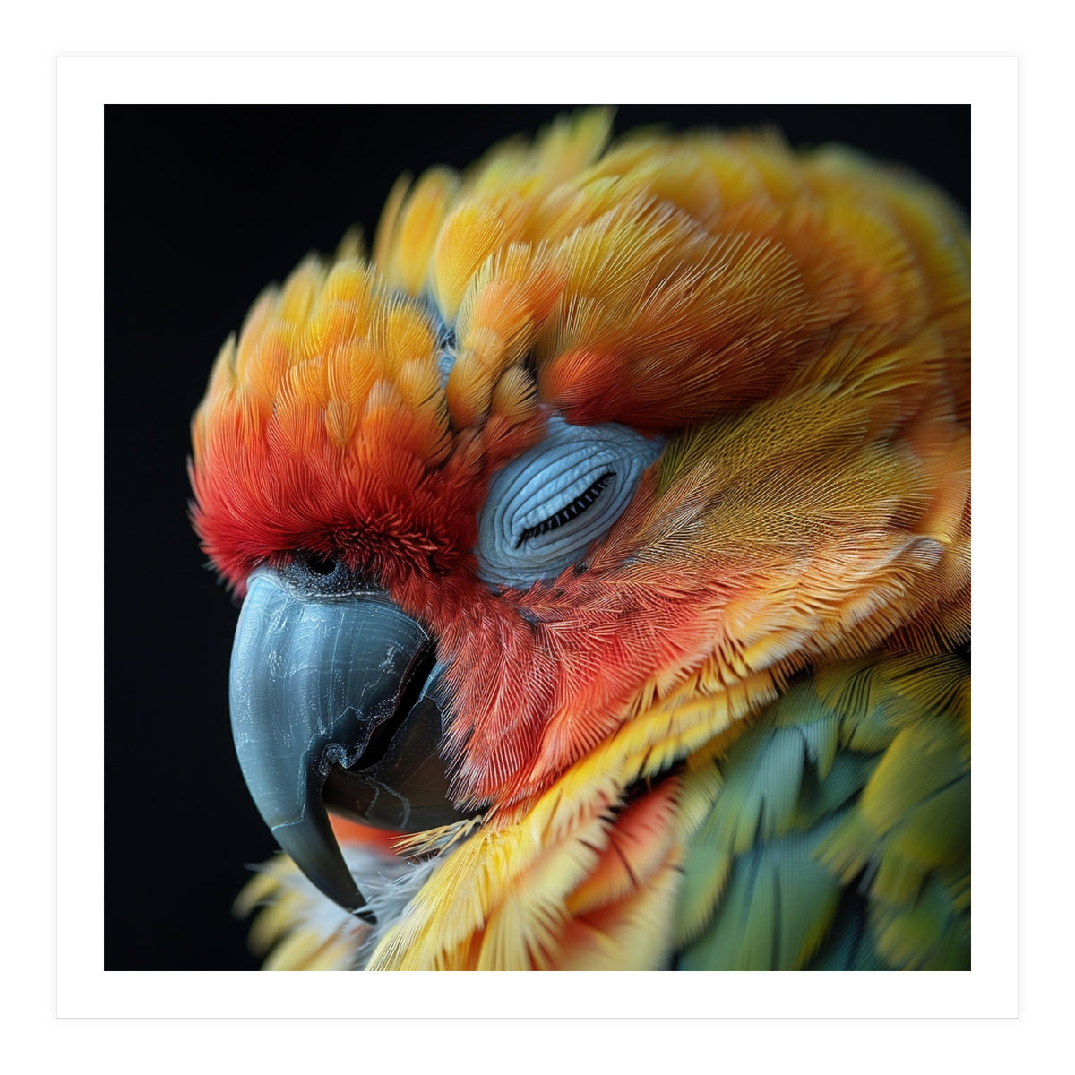 Close Up Of A Sleeping Sun Conure Parrot (Print Only)