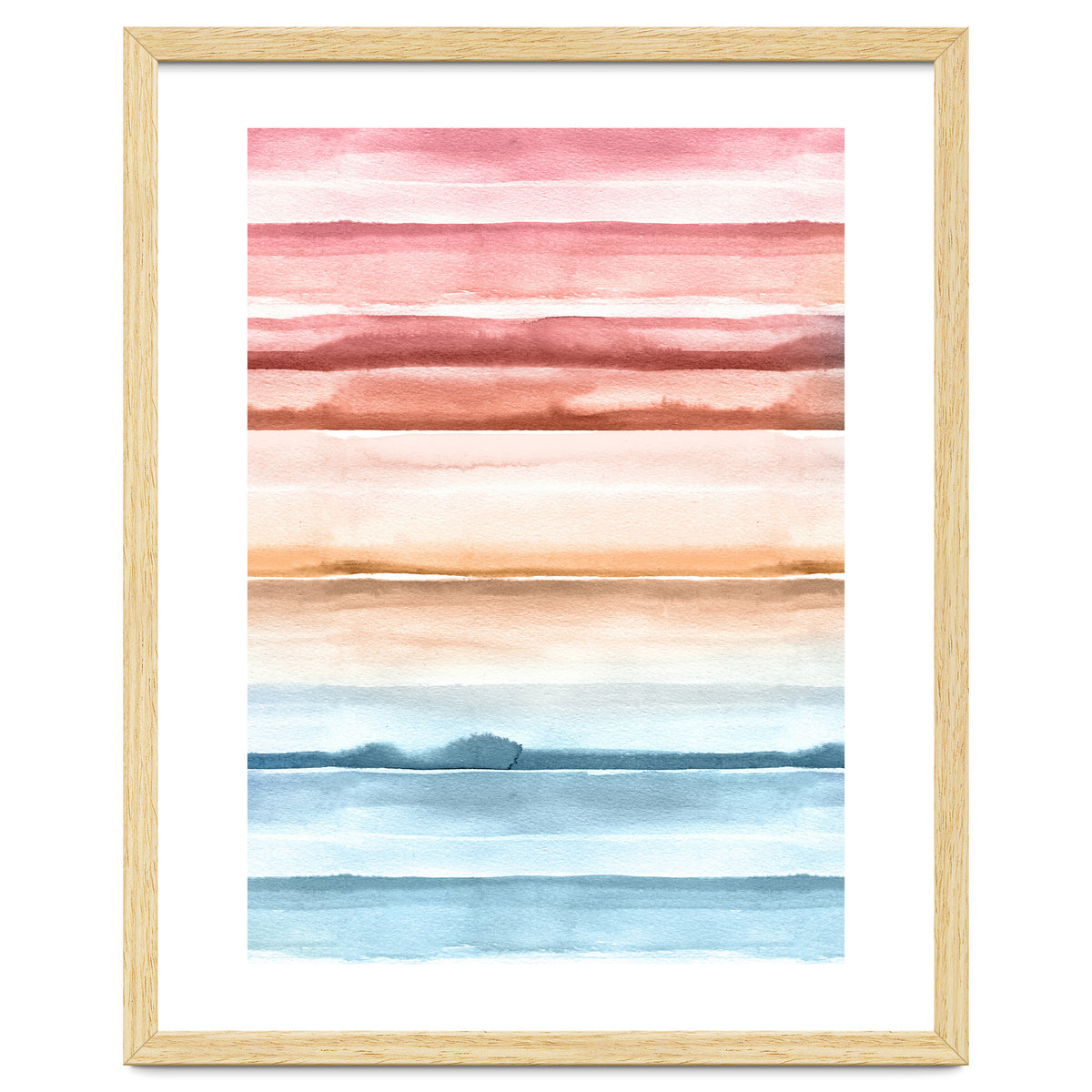 Watercolour Abstract Stripes Red Blue