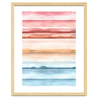 Watercolour Abstract Stripes Red Blue