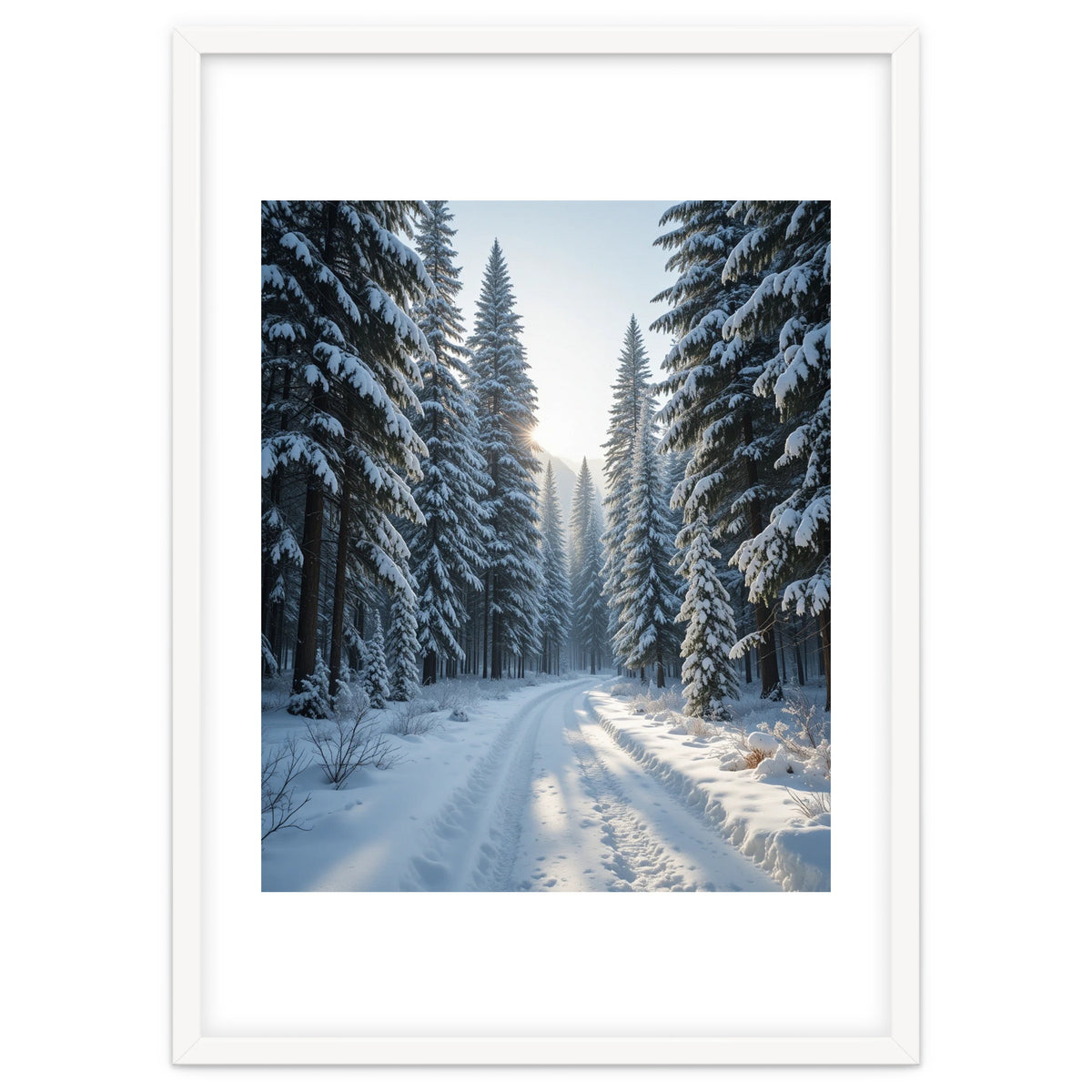 Serene Winter Wonderland Forest Road