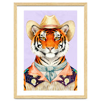 Tiger Portrait in Hat Wild Cowboy Fashion