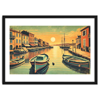 Vintage Harbor Sunset Poster