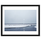 Street light turned on the winter snow street thumbnail