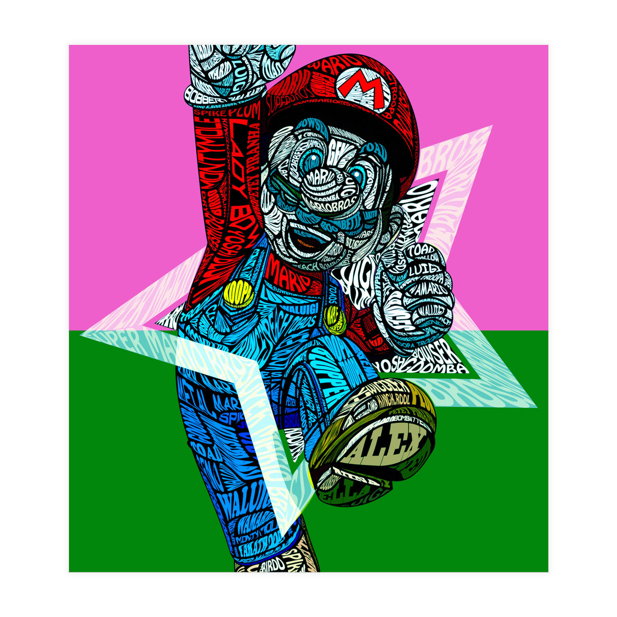 Mario Bross Typo Style Cartoon Pop Art (Print Only)