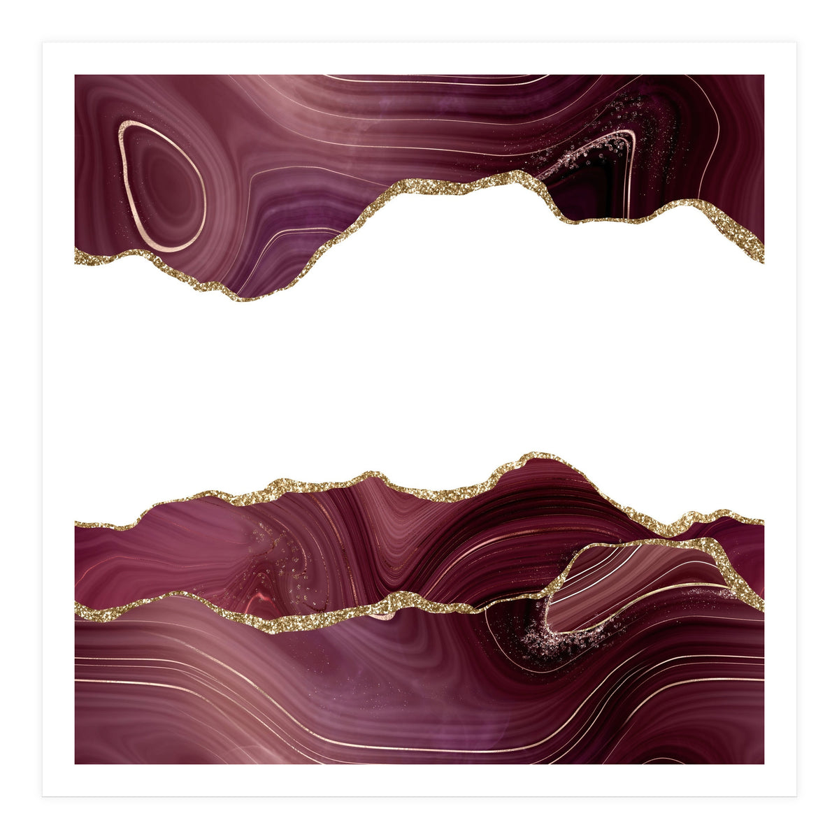 Burgundy & Gold Glitter Agate Texture 07 (Print Only)