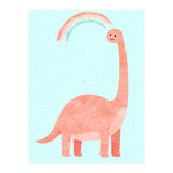 Rainbow Dinosaur Nursery Art, Cute diplodocus Watercolor, Pink Dino Illustration (Print Only) thumbnail