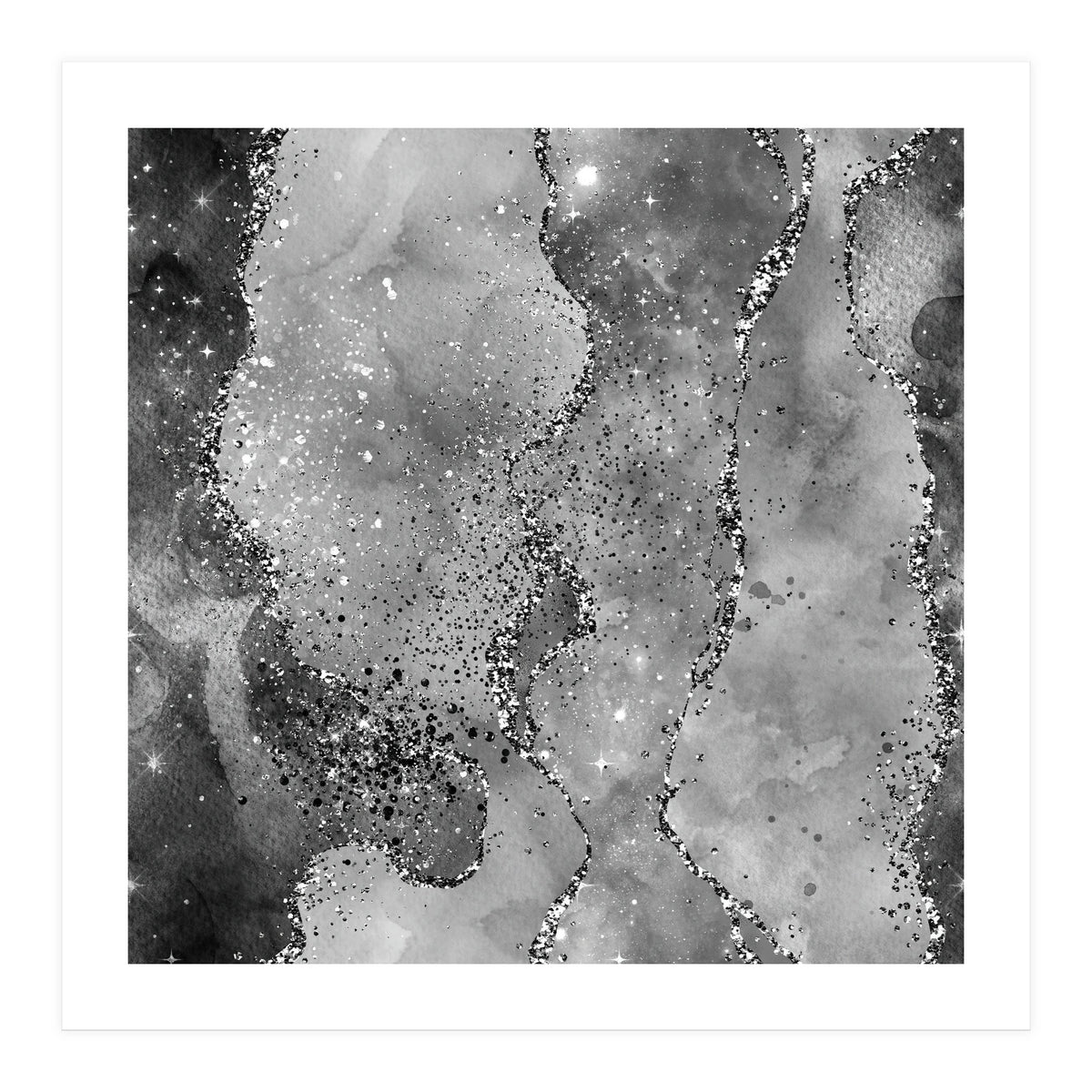 Black Glitter Agate Texture 02 (Print Only)