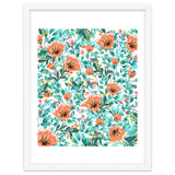 Tangerine Dreams, Orange & Mint Botanical Jungle Watercolor Painting, Colorful Plants Floral Summer thumbnail