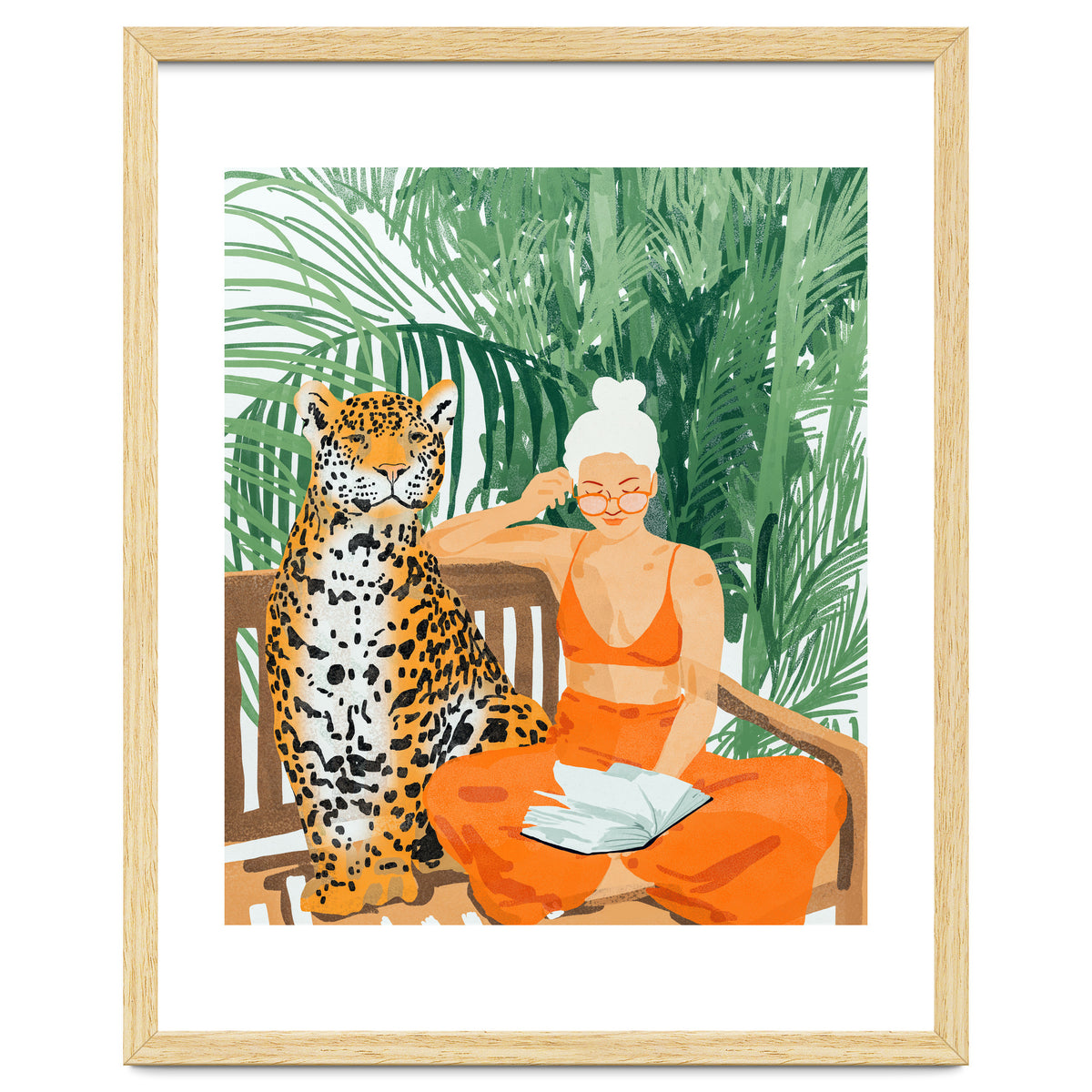 Jungle Vacay | Modern Bohemian Blonde Woman Tropical Travel | Leopard Wildlife Forest Reader