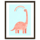 Rainbow Dinosaur Nursery Art, Cute diplodocus Watercolor, Pink Dino Illustration thumbnail
