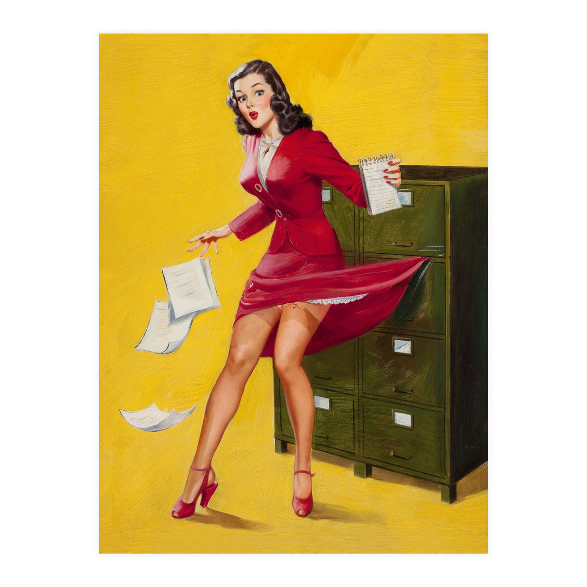 Pinup Girl In Office Accident (Print Only)