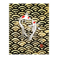 2 Koi In Wood (Print Only)