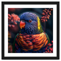 Vibrant Rainbow Lorikeet Parrot Close Up Portrait