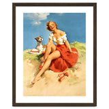 Sexy Pinup Girl On The Beach With Her Dog thumbnail