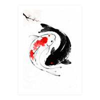 Yin Yang Koi Fish, Black and White Japanese Ink Painting Zen Wall Art, Yin Yang, YIN & YANG (Print Only)