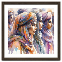 Tuareg Women Procession Watercolor