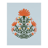 Symmetrical floral bouquet - orange and green (Print Only) thumbnail