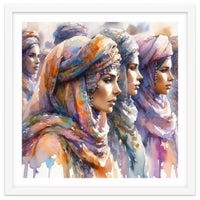 Tuareg Women Procession Watercolor